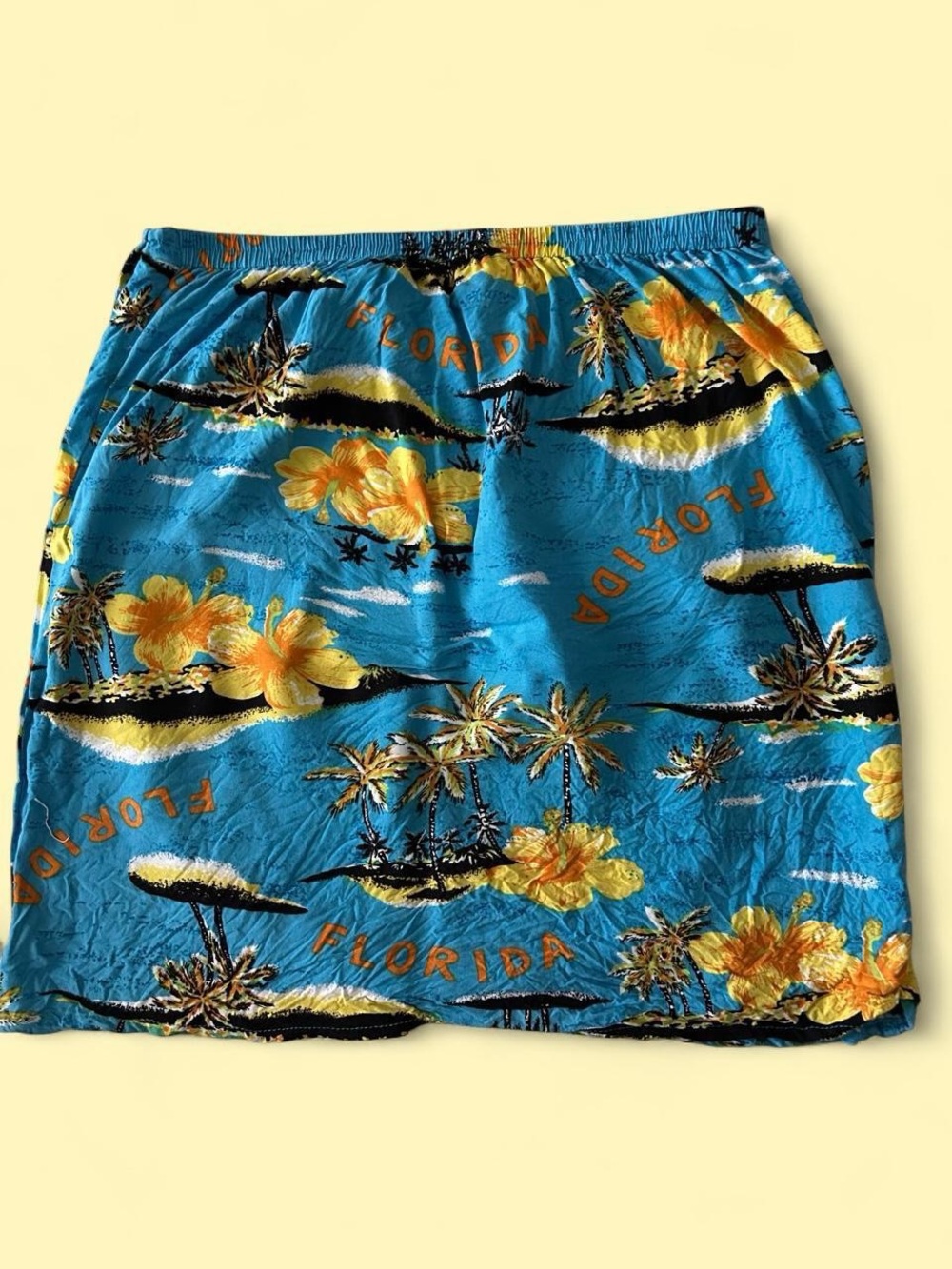 Blue Tropical Print Skirt - Florida Floral